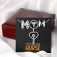 Mom Nurse Heart Scope Necklace Red Swarovski Crystal Adjustable Chain 18-22"-Express Your Love Gifts