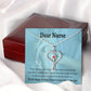 Nurse Thank You Heart Scope Necklace Red Swarovski Crystal Adjustable Chain 18-22"-Express Your Love Gifts