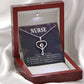 Caring Angel Nurse Heart Scope Necklace Red Swarovski Crystal Adjustable Chain 18-22"-Express Your Love Gifts