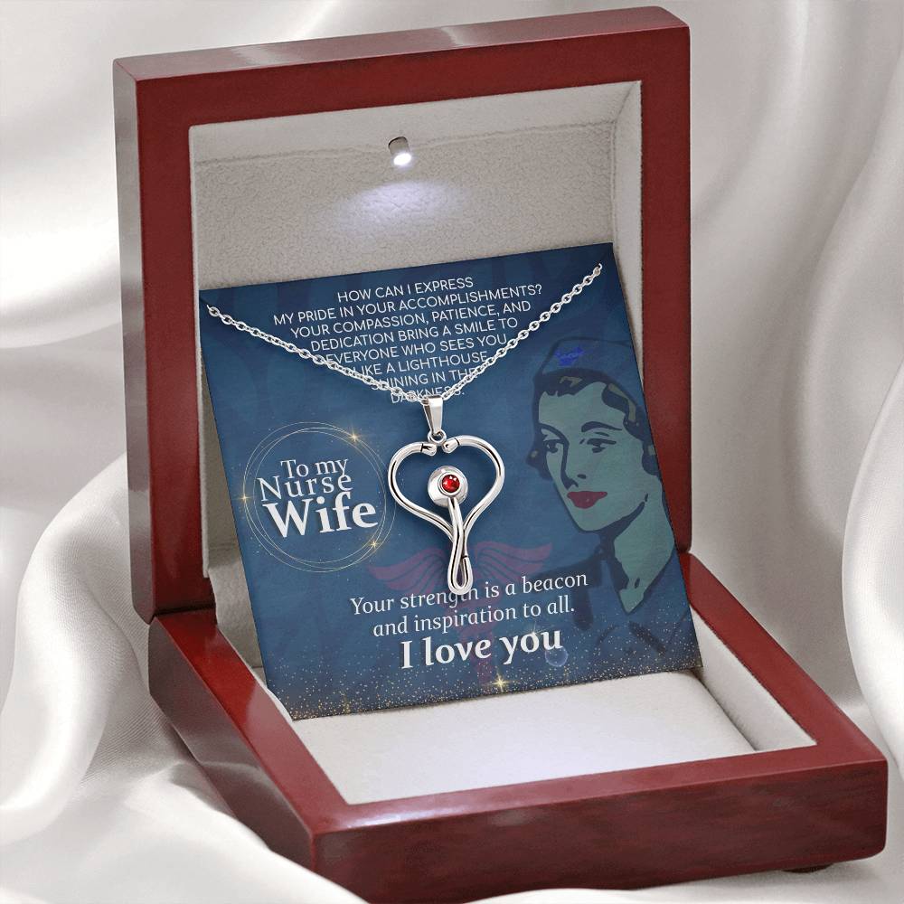 How Can I Heart Scope Necklace Red Swarovski Crystal Adjustable Chain 18-22"-Express Your Love Gifts