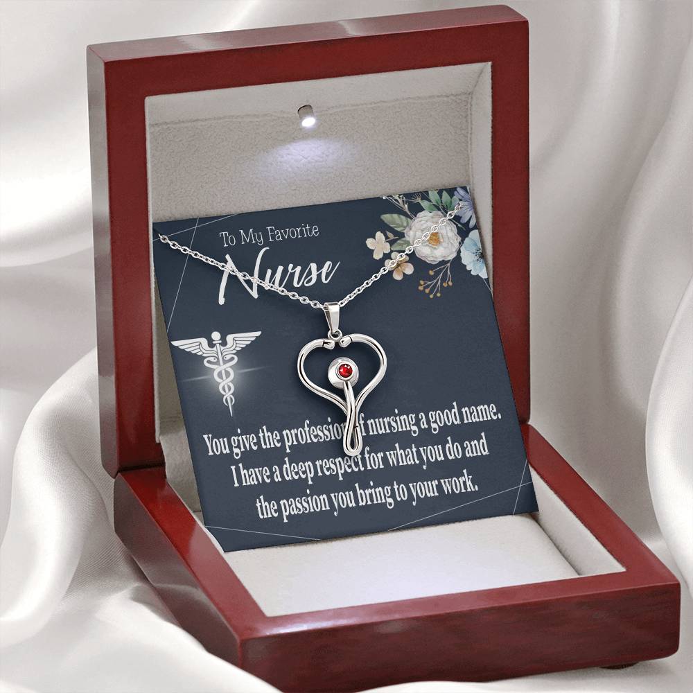 Deep Respect Heart Scope Necklace Red Swarovski Crystal Adjustable Chain 18-22"-Express Your Love Gifts