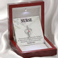 Gift For Healthcare Workers Heart Scope Necklace Red Swarovski Crystal Adjustable Chain 18-22"-Express Your Love Gifts