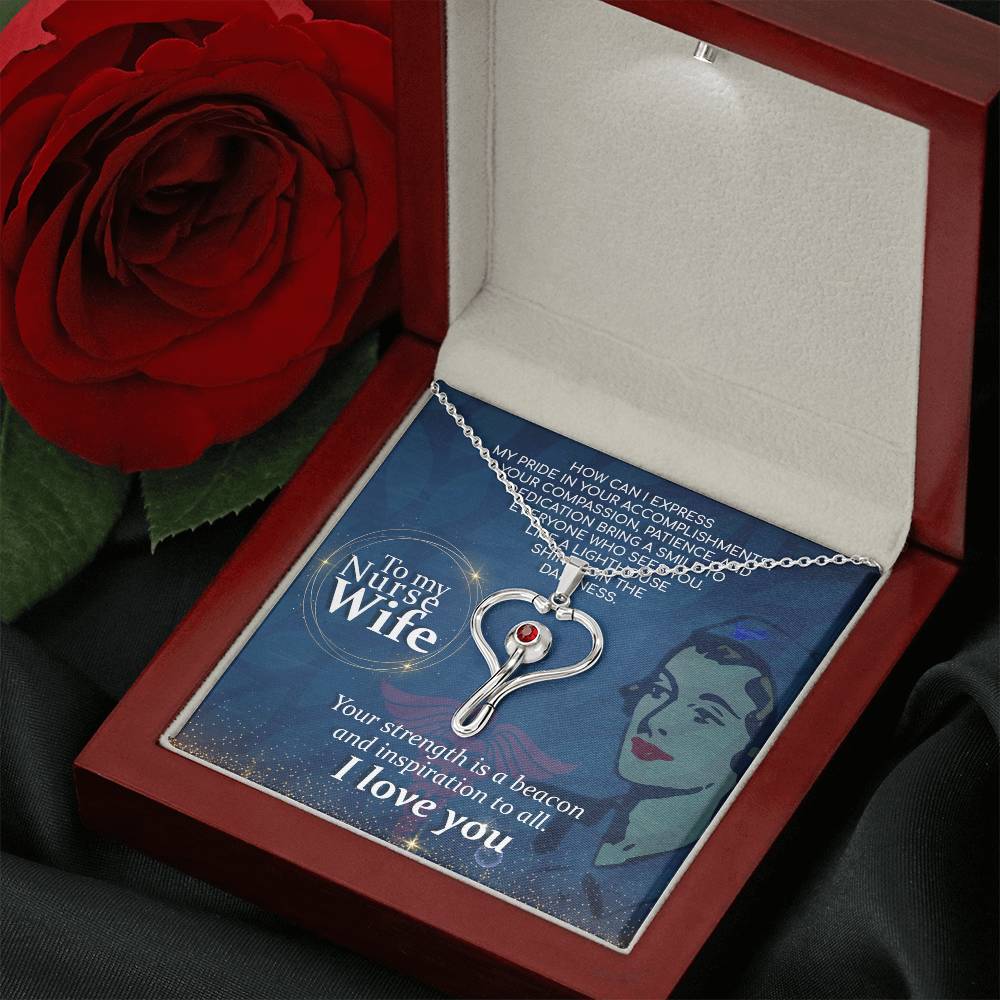 How Can I Heart Scope Necklace Red Swarovski Crystal Adjustable Chain 18-22"-Express Your Love Gifts