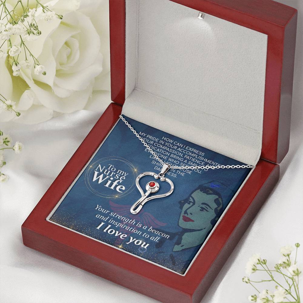 How Can I Heart Scope Necklace Red Swarovski Crystal Adjustable Chain 18-22"-Express Your Love Gifts