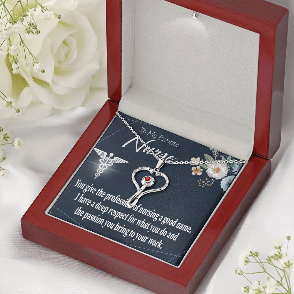 Deep Respect Heart Scope Necklace Red Swarovski Crystal Adjustable Chain 18-22"-Express Your Love Gifts