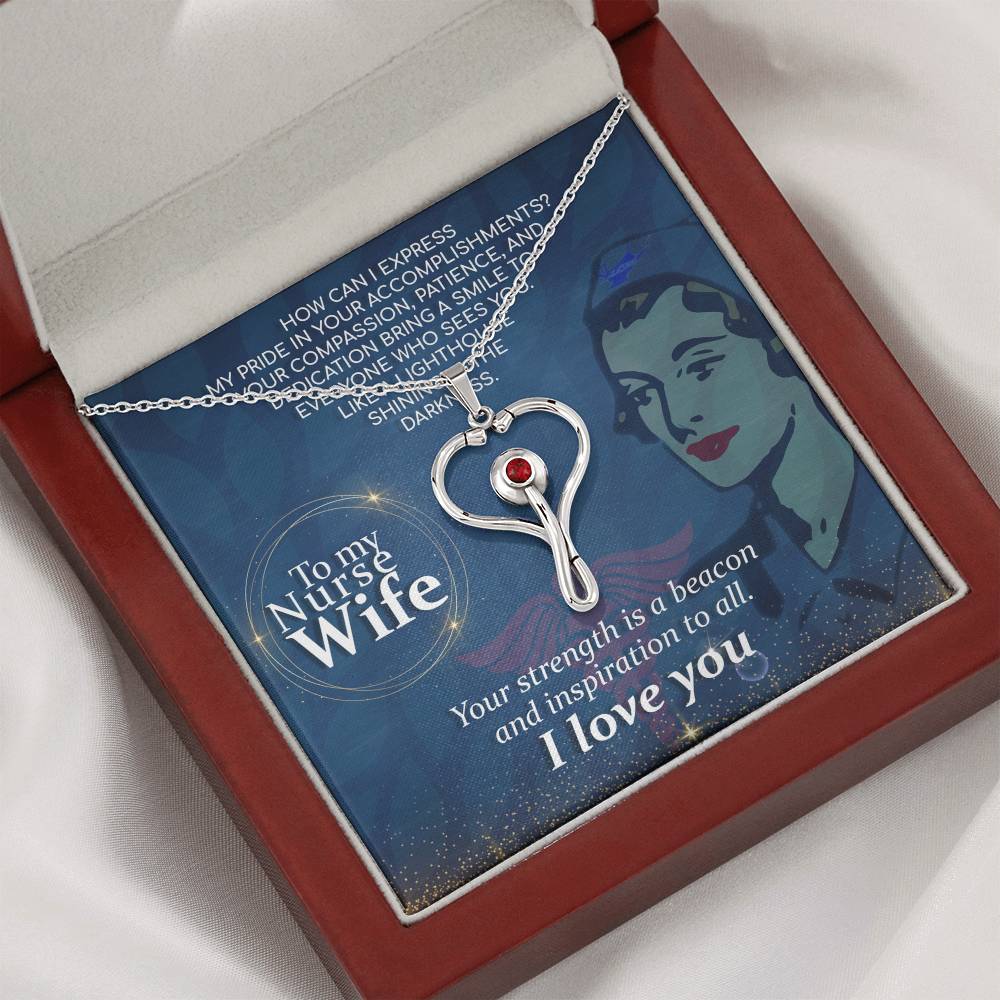 How Can I Heart Scope Necklace Red Swarovski Crystal Adjustable Chain 18-22"-Express Your Love Gifts