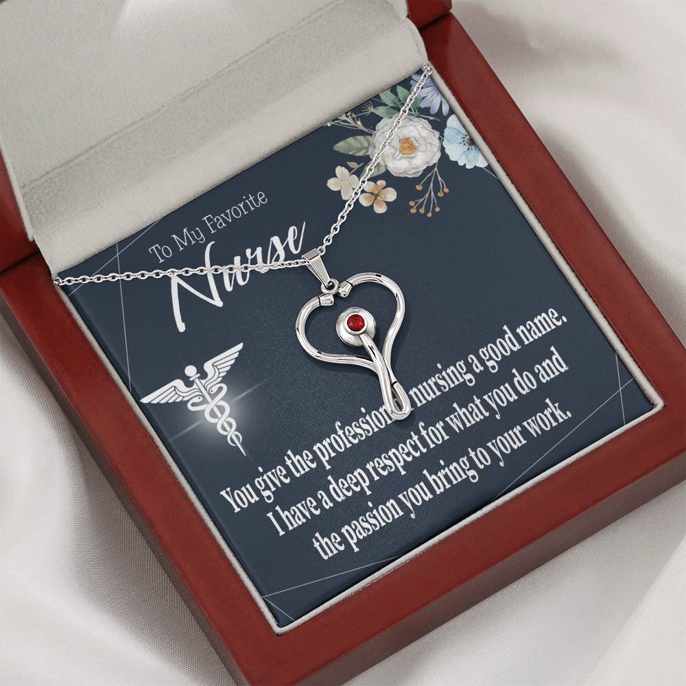 Deep Respect Heart Scope Necklace Red Swarovski Crystal Adjustable Chain 18-22"-Express Your Love Gifts