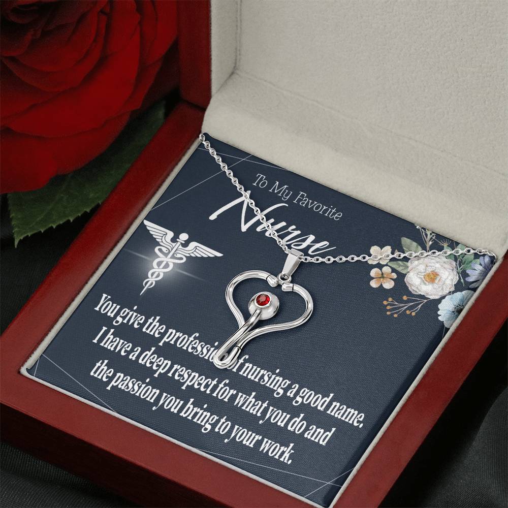 Deep Respect Heart Scope Necklace Red Swarovski Crystal Adjustable Chain 18-22"-Express Your Love Gifts
