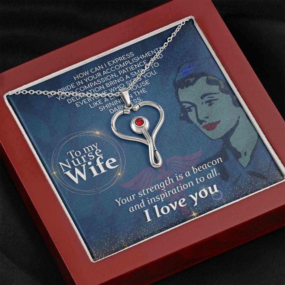 How Can I Heart Scope Necklace Red Swarovski Crystal Adjustable Chain 18-22"-Express Your Love Gifts
