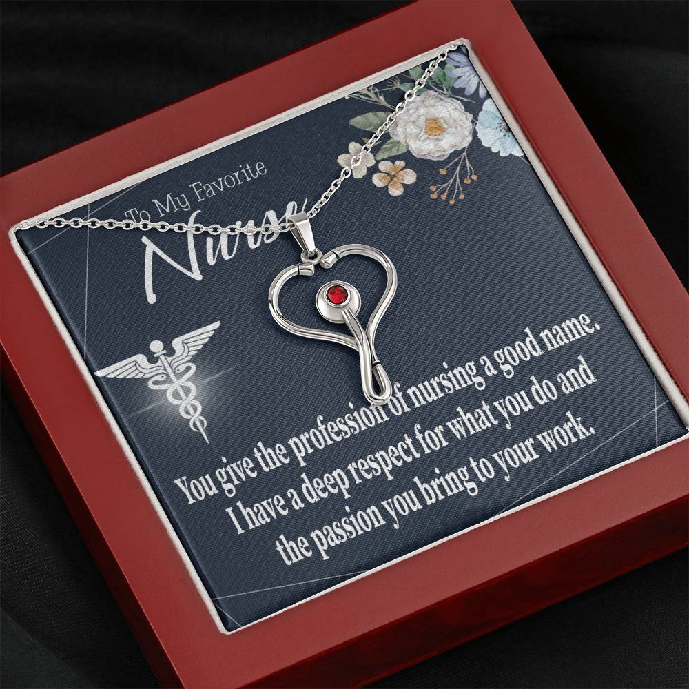 Deep Respect Heart Scope Necklace Red Swarovski Crystal Adjustable Chain 18-22"-Express Your Love Gifts