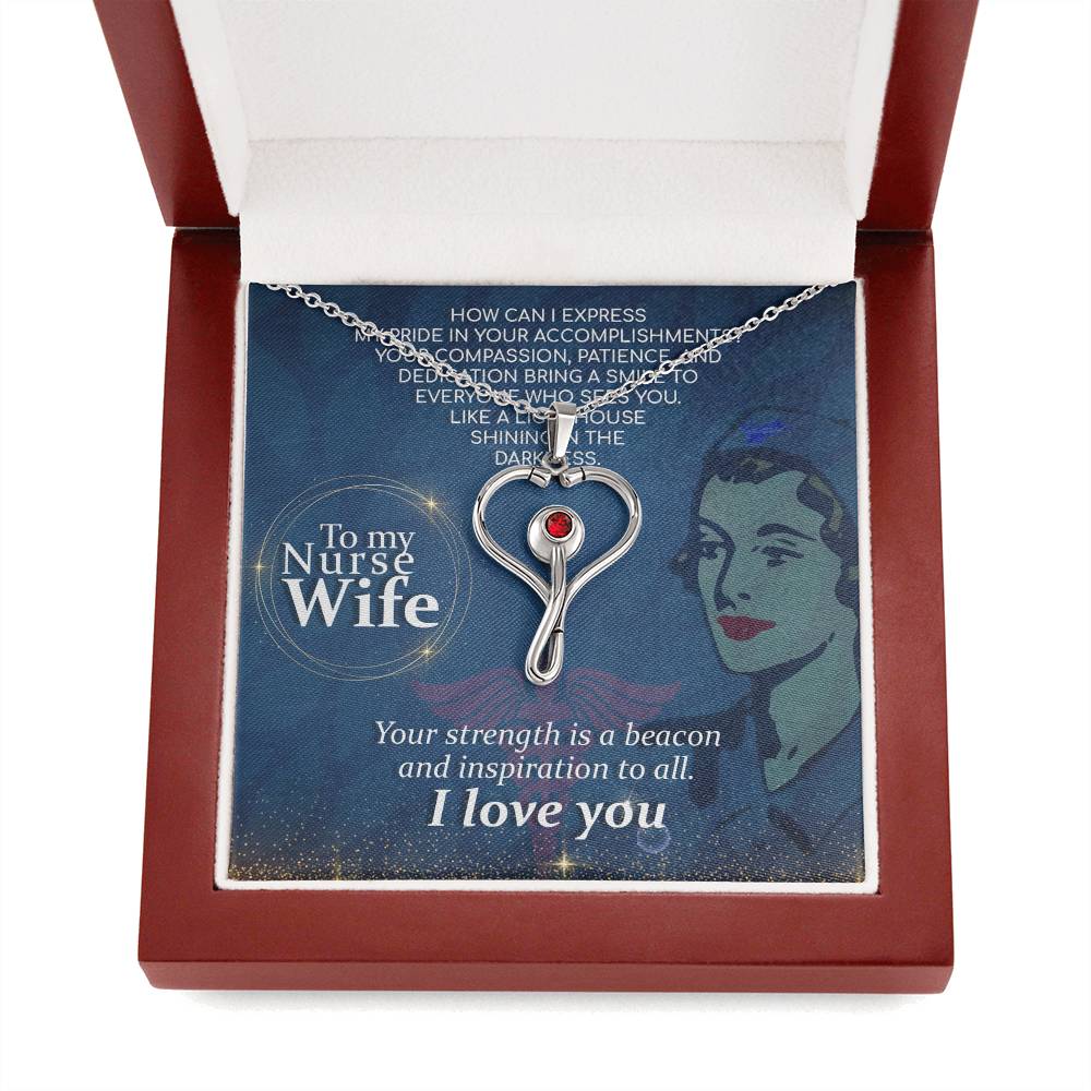 How Can I Heart Scope Necklace Red Swarovski Crystal Adjustable Chain 18-22"-Express Your Love Gifts