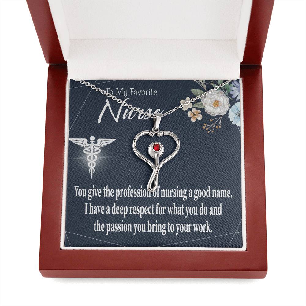 Deep Respect Heart Scope Necklace Red Swarovski Crystal Adjustable Chain 18-22"-Express Your Love Gifts