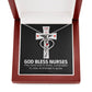 God Bless Nurses Heart Scope Necklace Red Swarovski Crystal Adjustable Chain 18-22"-Express Your Love Gifts