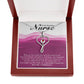 Inspirational Message for Nurse Heart Scope Necklace Red Swarovski Crystal Adjustable Chain 18-22"-Express Your Love Gifts