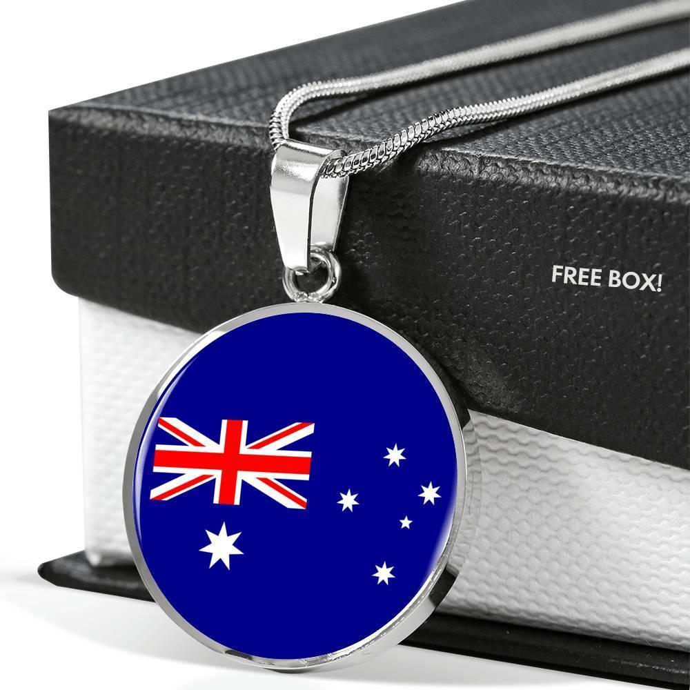 Australia Flag Necklace Australia Flag Stainless Steel or 18k Gold 18-22" - Express Your Love Gifts