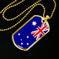 Australia Flag Necklace Australia Stainless Steel or 18k Gold Dog Tag 24" Chain - Express Your Love Gifts