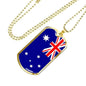 Australia Flag Necklace Australia Stainless Steel or 18k Gold Dog Tag 24" Chain - Express Your Love Gifts