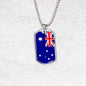 Australia Flag Necklace Australia Stainless Steel or 18k Gold Dog Tag 24" Chain - Express Your Love Gifts
