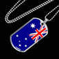Australia Flag Necklace Australia Stainless Steel or 18k Gold Dog Tag 24" Chain - Express Your Love Gifts