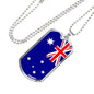 Australia Flag Necklace Australia Stainless Steel or 18k Gold Dog Tag 24" Chain - Express Your Love Gifts
