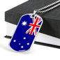 Australia Flag Necklace Australia Stainless Steel or 18k Gold Dog Tag 24" Chain - Express Your Love Gifts
