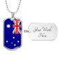 Australia Flag Necklace Australia Stainless Steel or 18k Gold Dog Tag 24" Chain - Express Your Love Gifts