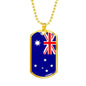 Australia Flag Necklace Australia Stainless Steel or 18k Gold Dog Tag 24" Chain - Express Your Love Gifts