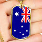 Australia Flag Necklace Australia Stainless Steel or 18k Gold Dog Tag 24" Chain - Express Your Love Gifts