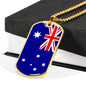 Australia Flag Necklace Australia Stainless Steel or 18k Gold Dog Tag 24" Chain - Express Your Love Gifts