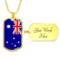 Australia Flag Necklace Australia Stainless Steel or 18k Gold Dog Tag 24" Chain - Express Your Love Gifts