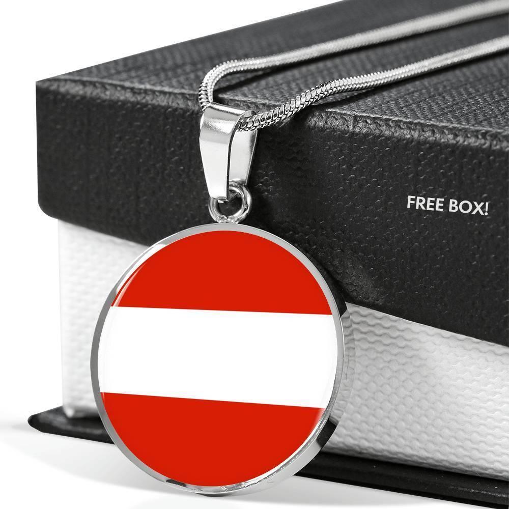 Austria Flag Necklace Austria Flag Stainless Steel or 18k Gold 18-22" - Express Your Love Gifts