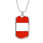 Austria Flag Necklace Austria Flag Stainless Steel or 18k Gold Dog Tag 24" - Express Your Love Gifts