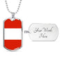 Austria Flag Necklace Austria Flag Stainless Steel or 18k Gold Dog Tag 24" - Express Your Love Gifts