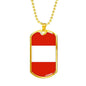 Austria Flag Necklace Austria Flag Stainless Steel or 18k Gold Dog Tag 24" - Express Your Love Gifts
