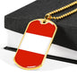 Austria Flag Necklace Austria Flag Stainless Steel or 18k Gold Dog Tag 24" - Express Your Love Gifts