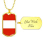 Austria Flag Necklace Austria Flag Stainless Steel or 18k Gold Dog Tag 24" - Express Your Love Gifts