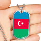 Azerbaijan Flag Necklace Azerbaijan Flag Stainless Steel or 18k Gold Dog Tag 24" - Express Your Love Gifts