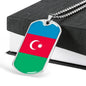 Azerbaijan Flag Necklace Azerbaijan Flag Stainless Steel or 18k Gold Dog Tag 24" - Express Your Love Gifts