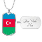 Azerbaijan Flag Necklace Azerbaijan Flag Stainless Steel or 18k Gold Dog Tag 24" - Express Your Love Gifts