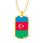 Azerbaijan Flag Necklace Azerbaijan Flag Stainless Steel or 18k Gold Dog Tag 24" - Express Your Love Gifts