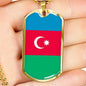 Azerbaijan Flag Necklace Azerbaijan Flag Stainless Steel or 18k Gold Dog Tag 24" - Express Your Love Gifts