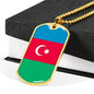 Azerbaijan Flag Necklace Azerbaijan Flag Stainless Steel or 18k Gold Dog Tag 24" - Express Your Love Gifts