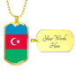 Azerbaijan Flag Necklace Azerbaijan Flag Stainless Steel or 18k Gold Dog Tag 24" - Express Your Love Gifts