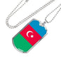 Azerbaijan Flag Necklace Azerbaijan Flag Stainless Steel or 18k Gold Dog Tag 24" - Express Your Love Gifts