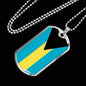 Bahamas Flag Necklace Bahamas Flag Stainless Steel or 18k Gold Dog Tag 24" - Express Your Love Gifts