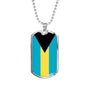 Bahamas Flag Necklace Bahamas Flag Stainless Steel or 18k Gold Dog Tag 24" - Express Your Love Gifts