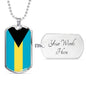 Bahamas Flag Necklace Bahamas Flag Stainless Steel or 18k Gold Dog Tag 24" - Express Your Love Gifts