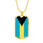 Bahamas Flag Necklace Bahamas Flag Stainless Steel or 18k Gold Dog Tag 24" - Express Your Love Gifts
