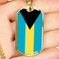 Bahamas Flag Necklace Bahamas Flag Stainless Steel or 18k Gold Dog Tag 24" - Express Your Love Gifts