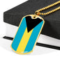 Bahamas Flag Necklace Bahamas Flag Stainless Steel or 18k Gold Dog Tag 24" - Express Your Love Gifts